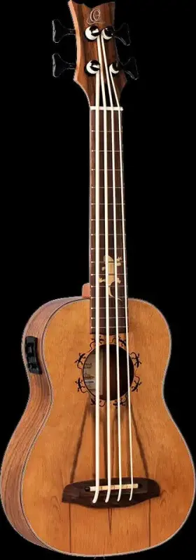 Ortega Guitars 840553076851 Lizard-gb-gb Lizard Series Ukulele-bass Paldoa Top Back And S