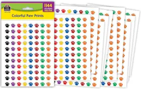 4742 Os Colorful Paw Prints Mini Stickers Value Pack 3/8 In