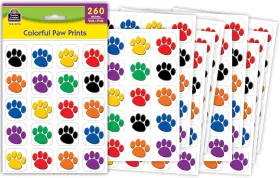 4973 Os Colorful Paw Print Stickers Value Pack