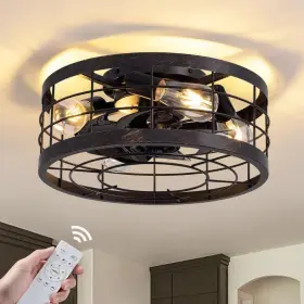 Pacific Core 733241250346 16 Inch Indoor Industrial Round Caged Low Profile Ceiling Fans With