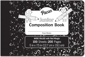 Pacon 313051720767 6 Pack Junior Composition Books 5 Inch X 7.5 Wide Ruled 100 Sheets Notebook
