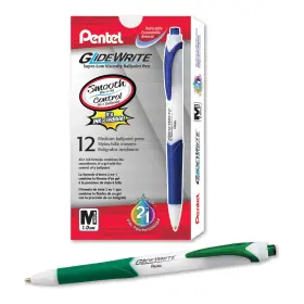 Bx910-d Pentel Glidewrite Ballpoint Pen With Techniflo Ink 1.0mm Medium Line Gree