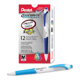 Bx910-s Pentel Glidewrite Ballpoint Pen With Techniflo Ink 1.0mm Medium Line Sky