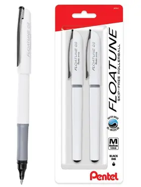 By108bp2a Pentel Floatune Skip-free Rollerball Pen 0.8mm Medium Line Black Ink 2 Pack