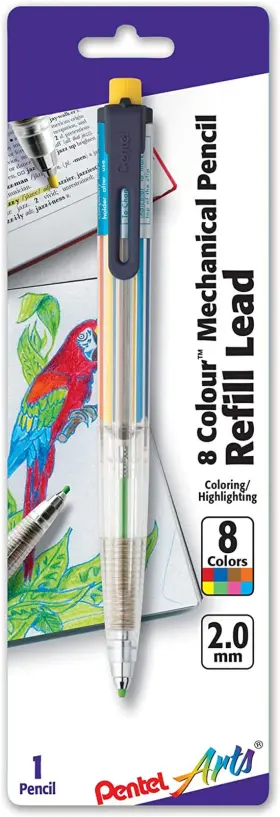 Ph158bp Pentel Arts 8 Colour Automatic Pencil Assorted Accent Clip Colors 1 Pack Ph15