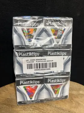 Lp-0300 Plastiklips Medium Plastic Paper Clips Assorted Colors 6 Boxes 3000 Ct