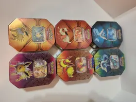 210-80649 Pok Mon Eeveelution Tins Lot Of 6 Jolteon Flareon Vaporeon 2017 And 2019