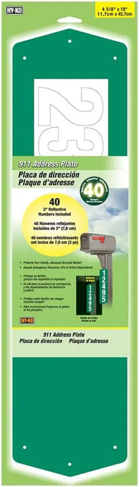 Products 711181404784 911 Address Plate 6 Inch X 18 3 Numbers Green 1 Piece