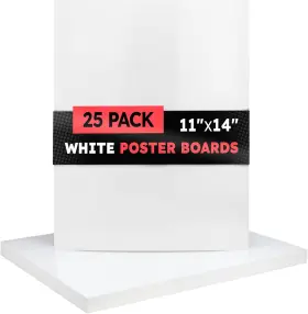 87265 Products Medium Poster Board 11x14 - 25 Boards Bulk Pack 10 Pt. Thickness White