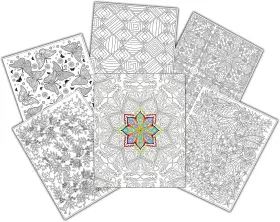 15217 Products Inc. Ucolor Two Pocket Coloring Folders Set Of 6 Assorted Adult Patterns Whi