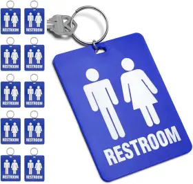 53200 Products Inc. Unisex Restroom Pass Key Tag Plastic With Split Ring Keychain Identifier