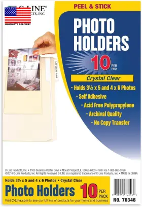 70346 Products Inc Peel And Stick Photo Holders Holds 3.5 X 5 4 6 Inches Photos Clear 10 P
