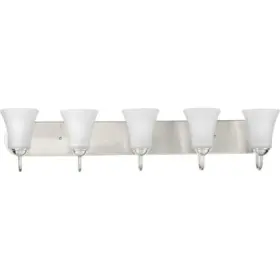 Progress Lighting 785247233120 Classic Collection Five-light Brushed Nickel Etched Glass Traditional Bath Vanit