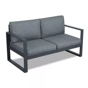 Real Flame 752370962401 Baltic Grey Aluminum Outdoor Loveseat With Cushions