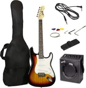 Rjeg03-sk-sb Rockjam Electric Guitar Superkit With 10-watt Amp Gig Bag Picks And Online Less