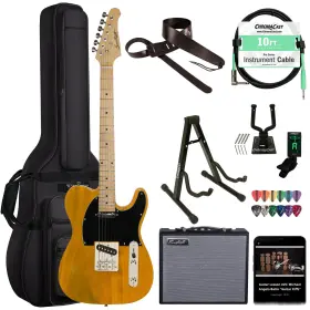 Sawtooth 811501042143 Butterscotch Et Series Electric Guitar With Black Pickguard