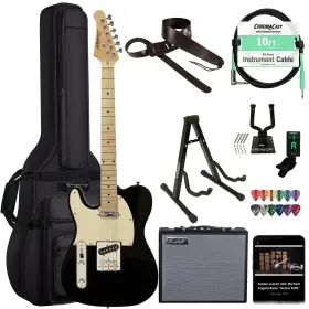 Sawtooth 811501042204 Left-handed Black Et Series Electric Guitar With Aged White Pickguard