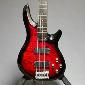 407089007 Schecter C-5 Plus 5 String Electric Bass Guitar - Red