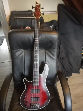 Extreme-4 Schecter Guitar Research 1912 Hellraiser Left-handed Bass Satin Crimson Red Burst