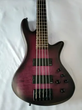 Schecter Guitar Research 815447025109 Stiletto Studio 5 Bass Transparent Purple Burst