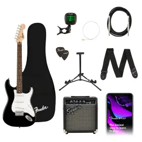 0371800006 Squier Stratocaster Electric Guitar Kit With Amp Bag Strap - Fender Poplar Body