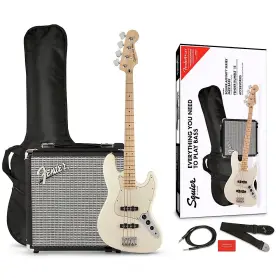 197886170 Squier 197881286170 Affinity Jazz Bass Le Pack With Fender Rumble Amp Olympic White Rf