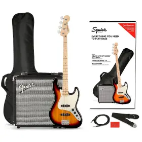 Squier 197881294991 Affinity Jazz Bass Le Pack With Combo Amp 3-color Sunburst Rf
