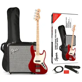 1978813272 Squier 197881320072 Affinity Jazz Bass Le Pack With Combo Amp Candy Apple Red Rf