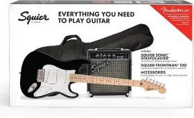 Squier 717669816452 By Fender Electric Guitar Kit With 2-year Warranty Sonic Stratocaster Mapl