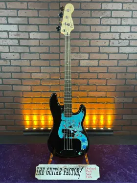 Chopshoppbass-1021-u Squier Tgf Chop Shop Graphic Series Custom Black Precision Electric Bass Gu