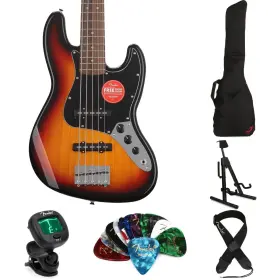 Jbassaf3tsebn Squier Affinity Series Jazz Bass V Essentials Bundle - 3-color Sunburst
