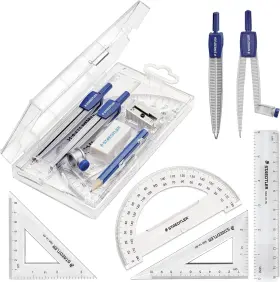 55060s3a6 Staedtler School Kit Math Geometry Set - 10-piece Compass Protractor And Ruler