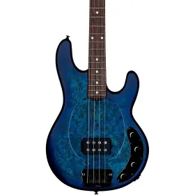 Ray34 Sterling By Music Man 197881108311 Stingray Burl Top Rw Fb Bass Neptune Blue Satin Rf