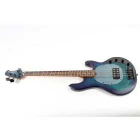 Ray34 Sterling By Music Man 197881254247 Stingray Burl Top Rw Fb Bass Neptune Blue Satin Ob
