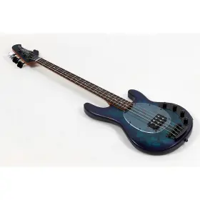 Ray34 Sterling By Music Man 197881258566 Stingray Burl Top Rw Fb Bass Neptune Blue Satin Ob