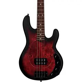1978081 Sterling By Music Man 197881342081 Stingray Ray34 Poplar Burl Top Bass Dark Scarlet Burst Satin Rf