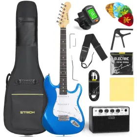 Sst-s10 Strich Electric Guitar Beginner Kit Solid Body 39 Inch Full Size Sss Pi