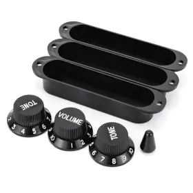 Yq0040 Swhmc Guitar Switch Tip 3 Pickup Cover 2 Tone 1 Volume Knobs Set 50mm Black