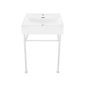 Swiss Madison 810082331219 Claire Ceramic Console Sink White Basin Matte Legs 24 Inch