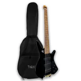 Sqb-5h-bk Tario Headless 5 String Bass Guitar Multiscale Fanned Frets Okoume Body Roasted Mapl
