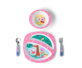Y11913ca1 The First Years Peppa Pig Toddler Dinnerware Set Plate Bowl Utensils Bpa-fre