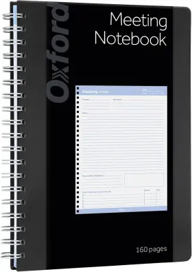 63830 Tops Products Oxford Meeting Notebook Undated Customizable Work Notes Spiral Bound Black C