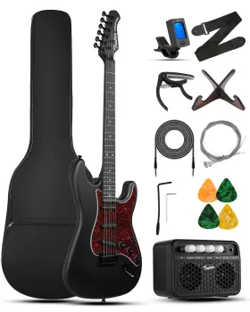 Tst-130-sbk Tostar Electric Guitar Kit For Beginners 39 6 String With Amp Sss Pickup