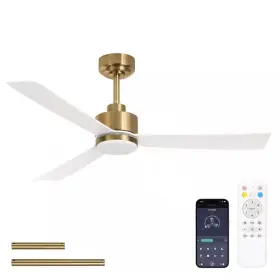 Tozing 602397009873 52 Inch Indoor Matte White And Gold Brushed Low Profile 3-colors Led Flush