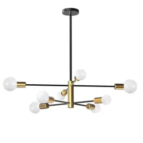 Tozing 735626844379 8-light Gold Rustic Industrial Mid Century Sputnik Linear Chandelier Hang