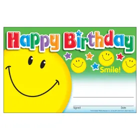81018 Trend Enterprises Inc. Happy Birthday Smile Recognition Awards 30 Ct