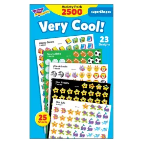 T-46903 Trend Enterprises Very Cool Supershapes Stickers Variety Pack Classroom Incentives 2500 C