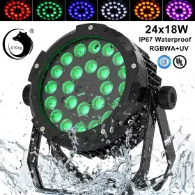 24x18w Uking 1524 10pcs 6in1 Rgbwa Uv Waterproof Par Light Dmx Outdoor Stage Wash Lighting