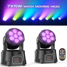 Zq02354 Uking 2pcs 105w Moving Head Lights 7led Rgbw Beam Wash Stage Lighting Disco Party Show