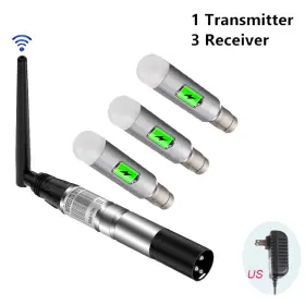 Zq14013 Uking Rechargeable 2.4g Dmx Wireless 3pc Receiver 1pc Transmitter Lighting Controller